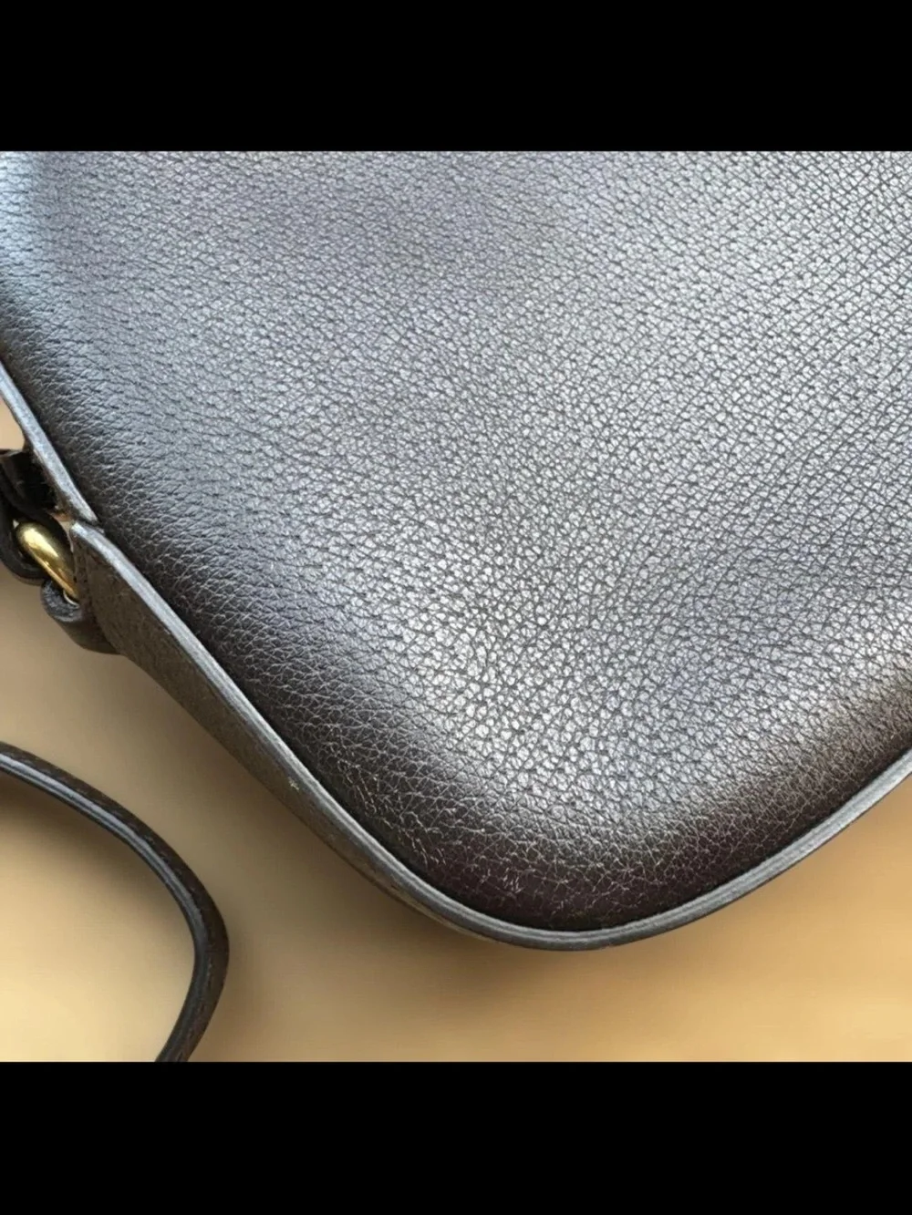 Gucci Brown Leather Interior Tag with Cream Canvas